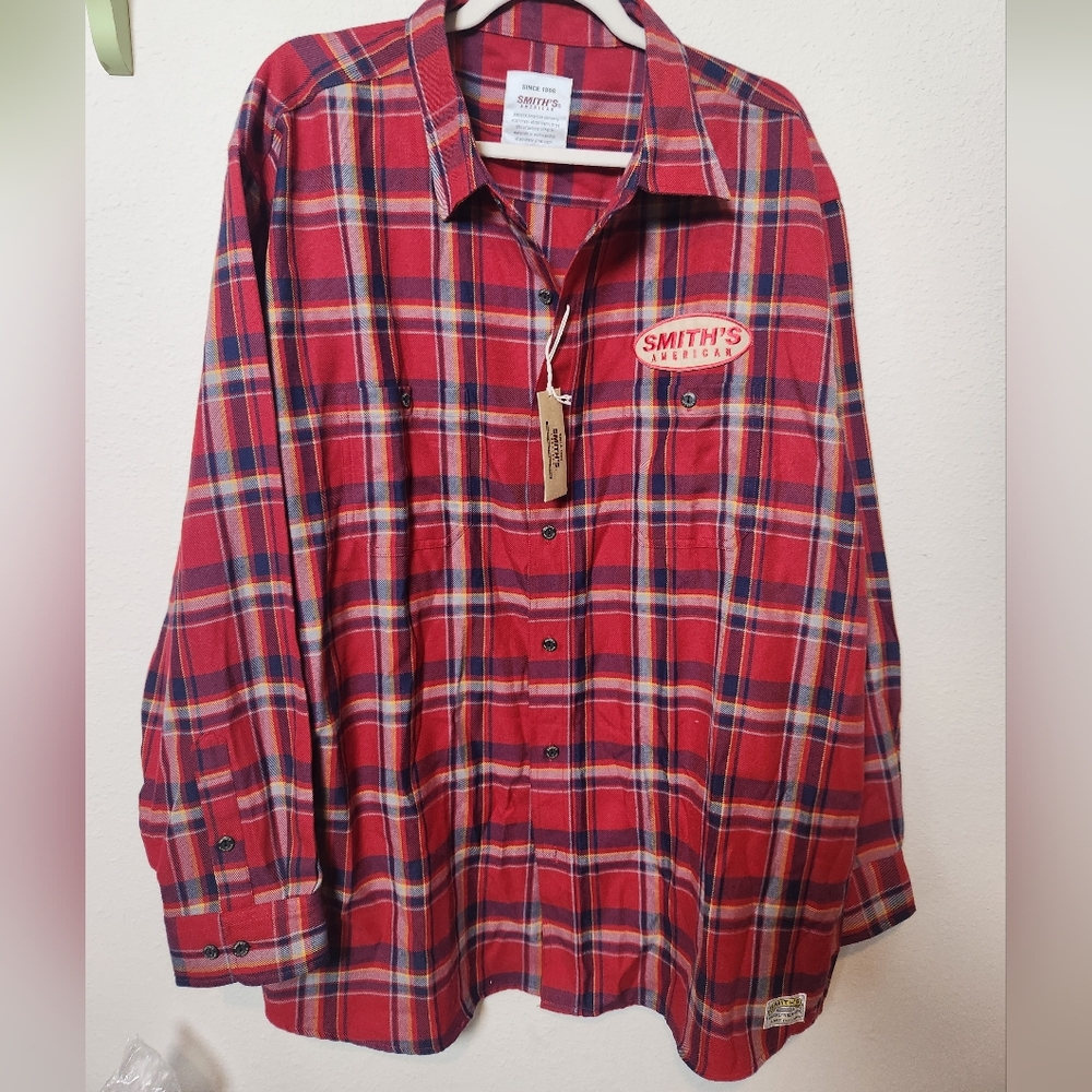 NWT Smith's American Red Flannel‎ Long Sleeve Button Down Shirt Size 5L